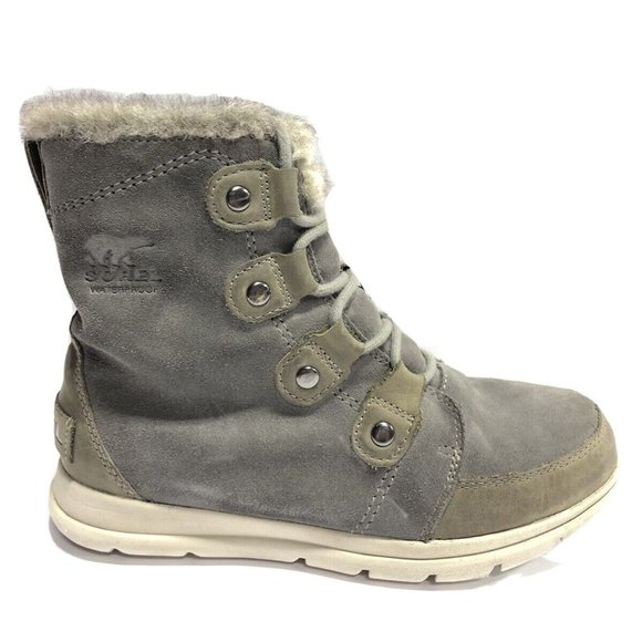 Sorel Women's Explorer Joan Waterproof Boots Gray, Size M